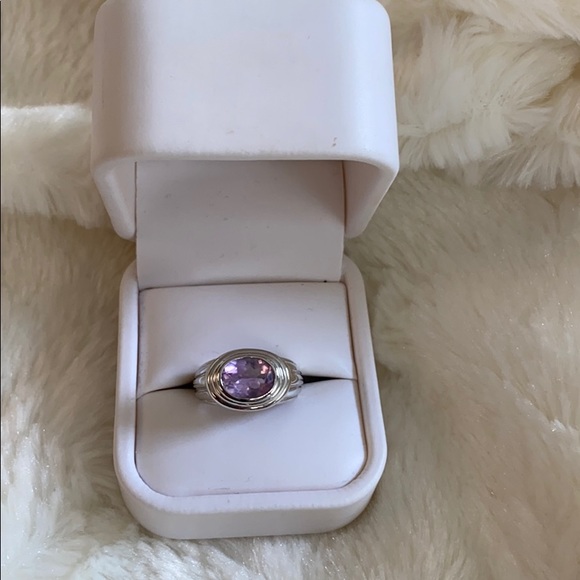 Stamped 925 Sterling Silver Amethyst Ring